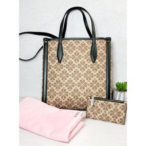 Kate Spade Womens Brown Flower Coated Canvas‎ Rowan Medium North South Tote Bag